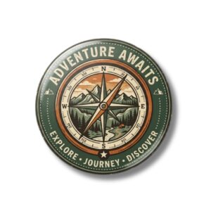 "ADVENTURE AWAITS" 58 MM ROUND FRIDGE MAGNET
