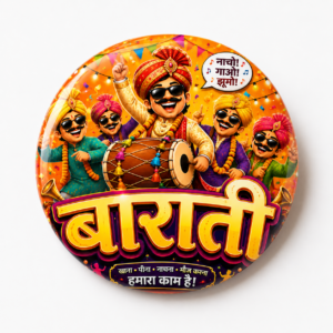 "BARATI"58 MM ROUND BADGE