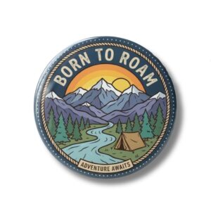 "BORN TO ROAM" 58 MM ROUND FRIDGE MAGNET