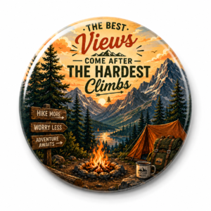 "THE HARDEST CLIMBS" 58 MM ROUND FRIDGE MAGNET