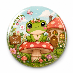 "CUTE FROG" 58 MM ROUND FRIDGE MAGNET
