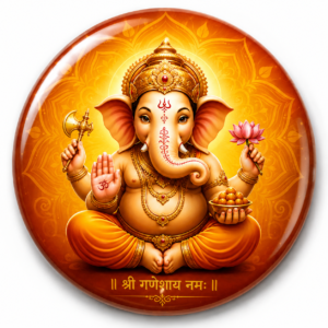 "GANPATI JI" 58 MM ROUND FRIDGE MAGNET