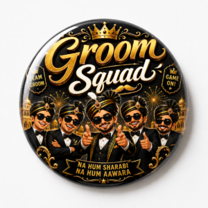 "GROOM SQUAD"58 MM ROUND BADGE
