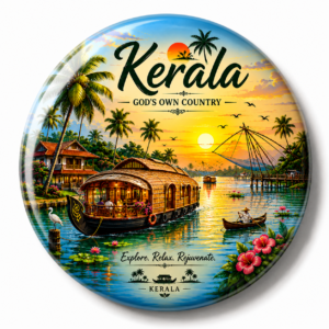 "KERALA BOAT HOUSE"58 MM ROUND FRIDGE MAGNET