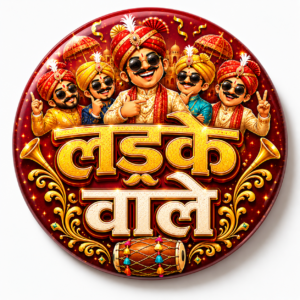 "LADKE WALE 2 "58 MM ROUND BADGE
