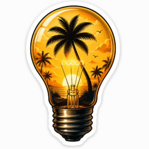 "LIGHT BULB PALM TREE"STICKER