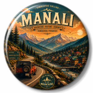 "MANALI IN THE MOUNTAINS"58 MM ROUND FRIDGE MAGNET