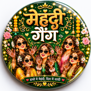 "MEHENDI GANG HINDI"58 MM ROUND BADGE
