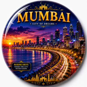 "MUMBAI"58 MM ROUND FRIDGE MAGNET