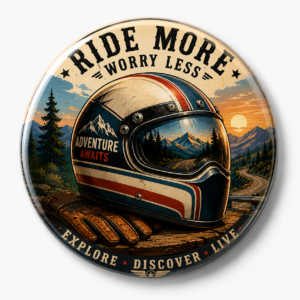 "RIDE MORE WORRY LESS" 58 MM ROUND FRIDGE MAGNET