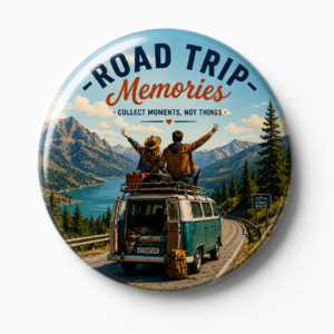 "ROAD TRIP MEMORIES" 58 MM ROUND FRIDGE MAGNET