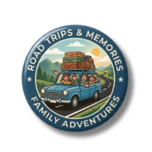"ROAD TRIPS & MEMROIES" 58 MM ROUND FRIDGE MAGNET