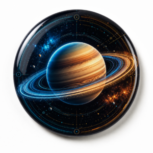 "SATURN"58 MM ROUND FRIDGE MAGNET