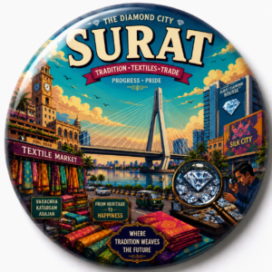 "SURAT"58 MM ROUND FRIDGE MAGNET