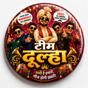 "TEAM DULHA HINDI"58 MM ROUND BADGE