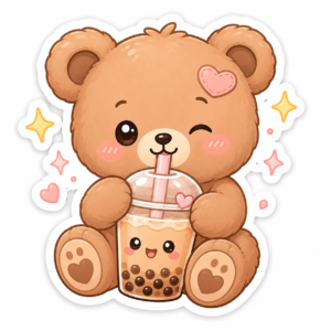 "TEDDY BEAR WITH BOBA"STICKER