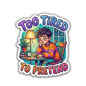 "TOO TIRED TO PRETEND BOY/GIRL"STICKER