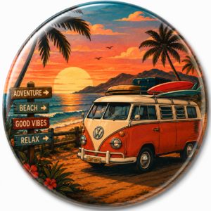 "SUNSET"58 MM ROUND FRIDGE MAGNET