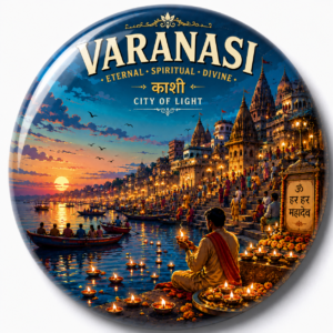 "VARANASI"58 MM ROUND FRIDGE MAGNET