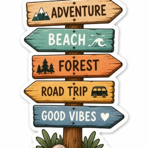 "WOODEN DIRECTION SIGN"STICKER