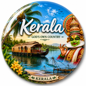 "KERALA" 58 MM ROUND FRIDGE MAGNET