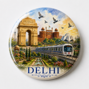 "DELHI"58 MM ROUND FRIDGE MAGNET