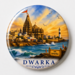 "DWARKA"58 MM ROUND FRIDGE MAGNET