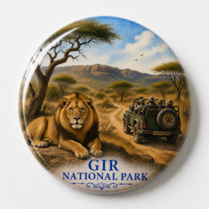 "GIR NATIONAL PARK"58 MM ROUND FRIDGE MAGNET