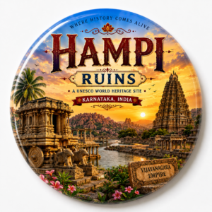 "HAMPI RUINS"58 MM ROUND FRIDGE MAGNET