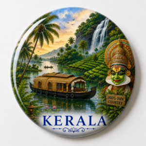 "KERALA"58 MM ROUND FRIDGE MAGNET