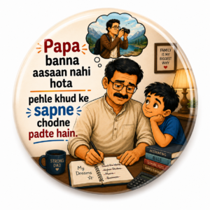 FATHER'S DAY SPECIAL"PAPA KE TAANE NO.7"58 MM ROUND FRIDGE MAGNET
