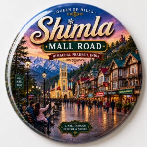"SHIMLA MALL ROAD"58 MM ROUND FRIDGE MAGNET