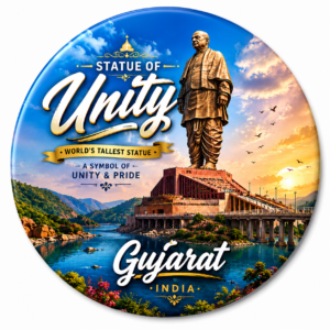 "STATUE OF UNITY"58 MM ROUND FRIDGE MAGNET