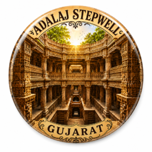 "ADALAJ STEPWELL"58 MM ROUND FRIDGE MAGNET
