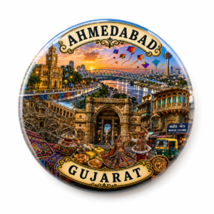 "AHMEDABAD"58 MM ROUND FRIDGE MAGNET