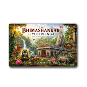 "BHIMASHANKAR JYOTIRLINGA"85*54 MM RECTANGLE PVC GLITTER FINISH FRIDGE MAGNET