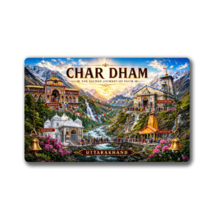 "CHAR DHAM"85*54 MM RECTANGLE PVC GLITTER FINISH FRIDGE MAGNET