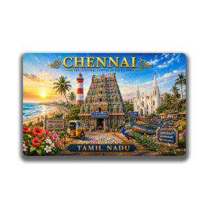 "CHENNAI"85*54 MM RECTANGLE PVC GLITTER FINISH FRIDGE MAGNET