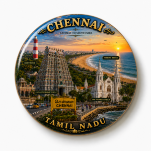 "CHENNAI"58 MM ROUND FRIDGE MAGNET