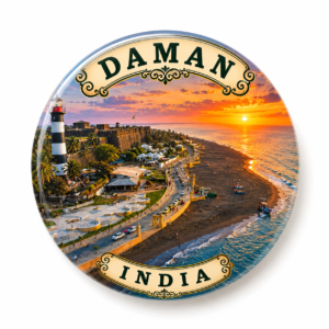 "DAMAN"58 MM ROUND FRIDGE MAGNET