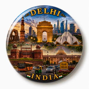 "DELHI"58 MM ROUND FRIDGE MAGNET