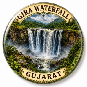 "GIRA WATERFALL"58 MM ROUND FRIDGE MAGNET