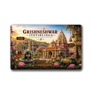 "GRISHNESHWAR JYOTIRLINGA"85*54 MM RECTANGLE PVC GLITTER FINISH FRIDGE MAGNET
