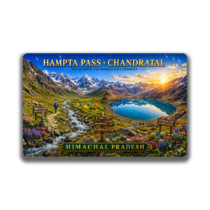 "HAMPTA PASS • CHANDRATAL"85*54 MM RECTANGLE PVC GLITTER FINISH FRIDGE MAGNET