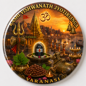 " KASHI VISHWANATH JYOTIRLINGA"58 MM ROUND FRIDGE MAGNET