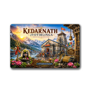 "KEDARNATH JYOTIRLINGA"85*54 MM RECTANGLE PVC GLITTER FINISH FRIDGE MAGNET