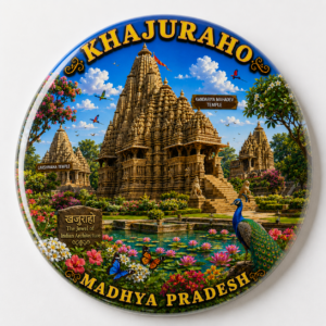 "KHAJURAHO"58 MM ROUND FRIDGE MAGNET