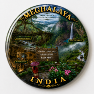 "MEGHALAYA"58 MM ROUND FRIDGE MAGNET