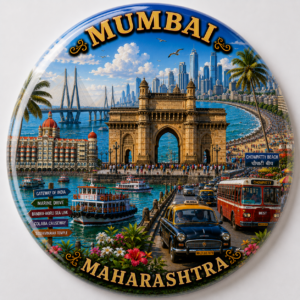 "MUMBAI"58 MM ROUND FRIDGE MAGNET