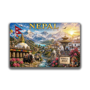 "NEPAL" 85*54 MM RECTANGLE PVC GLITTER FINISH FRIDGE MAGNET
